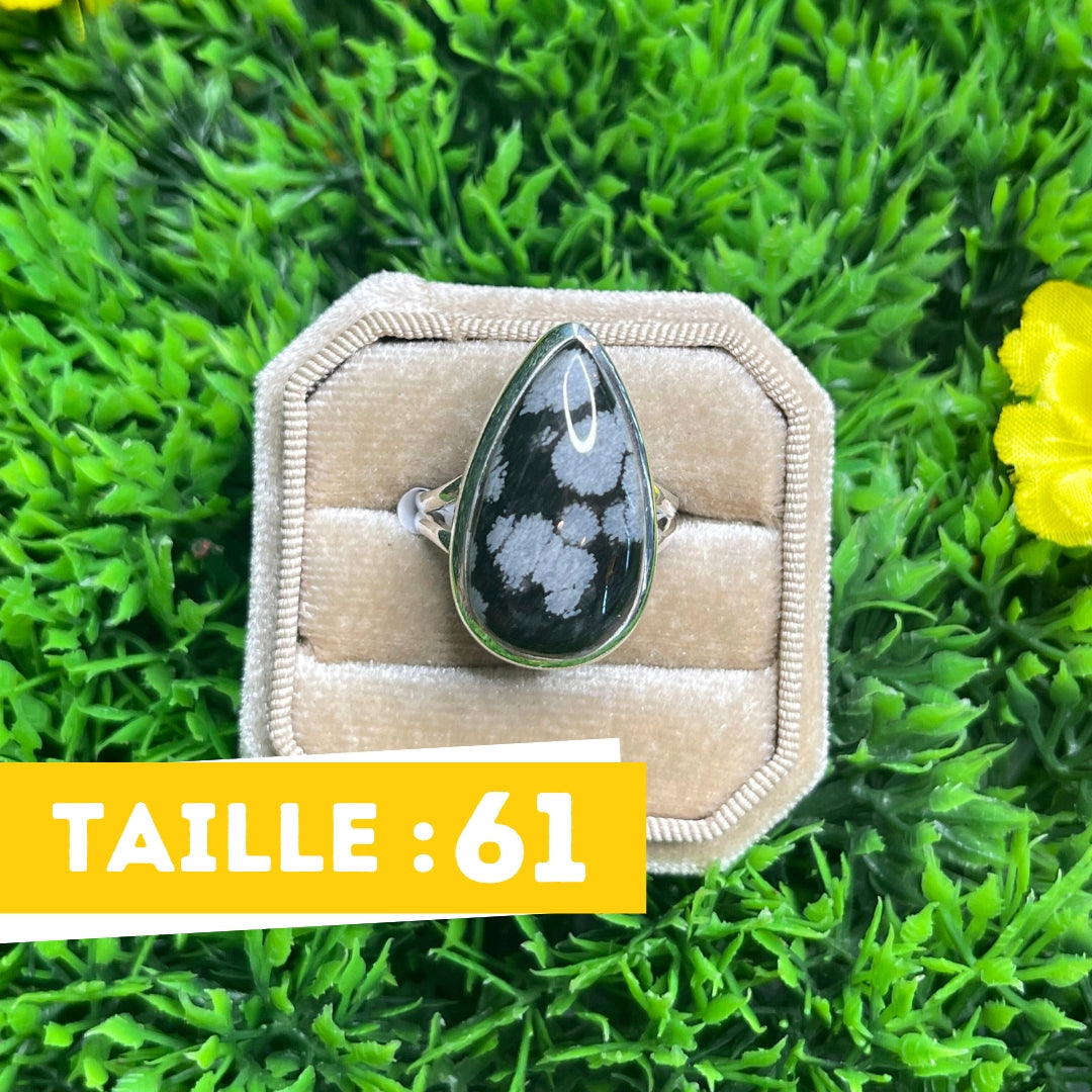 Bague Obsidienne Flocon de Neige #4