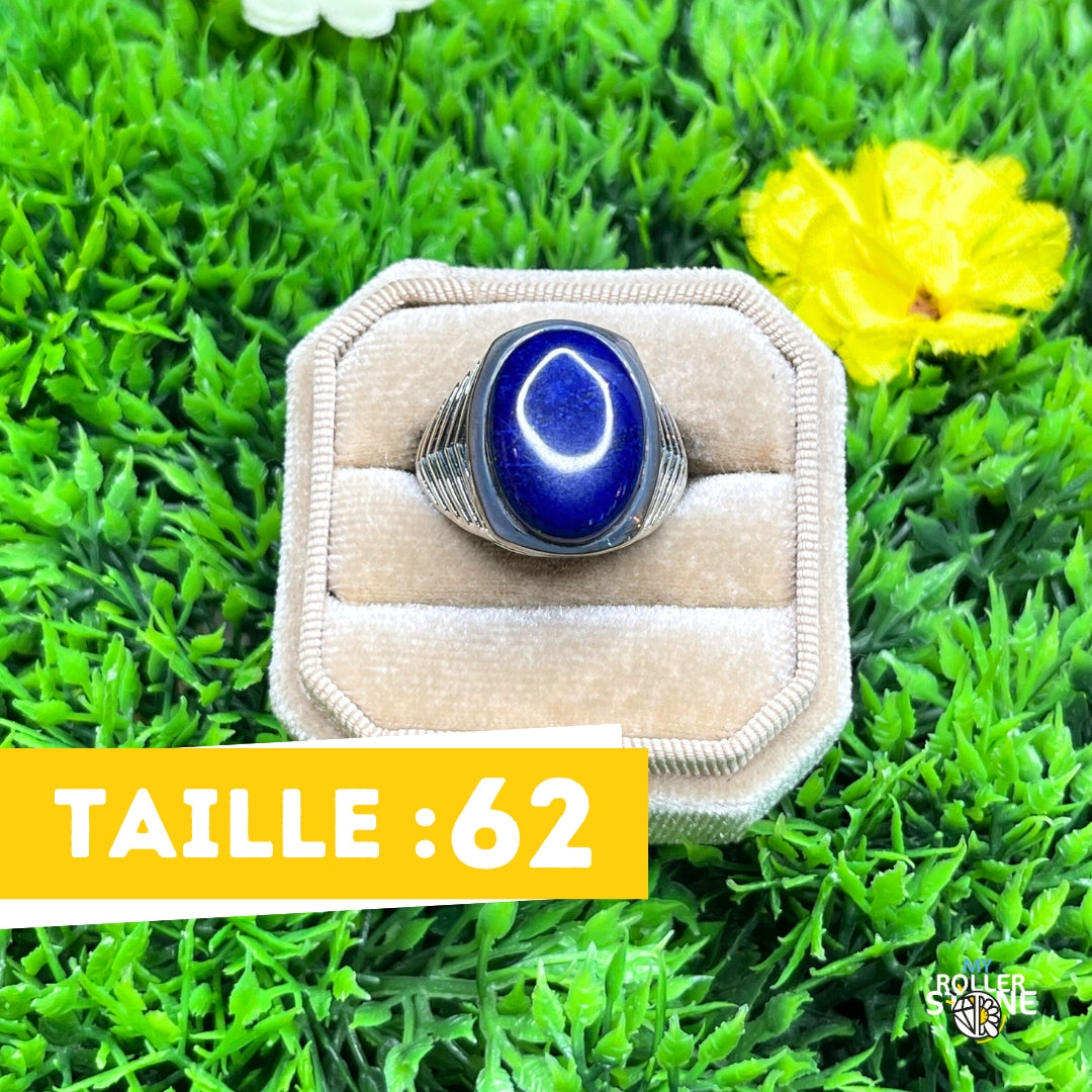 Chevalière Argent Lapis Lazuli Bataille #1