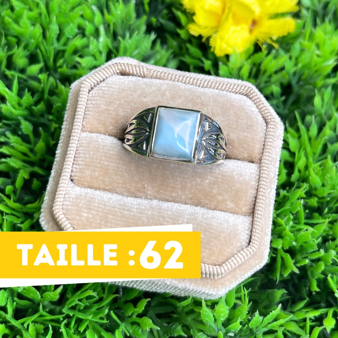 Chevalière Argent Larimar Flèche #9