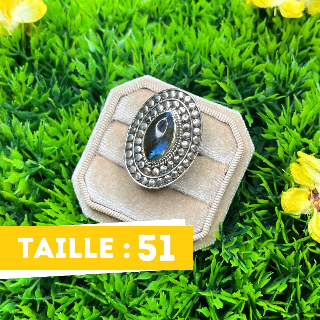 Bague Argent Labradorite Bluefire #84