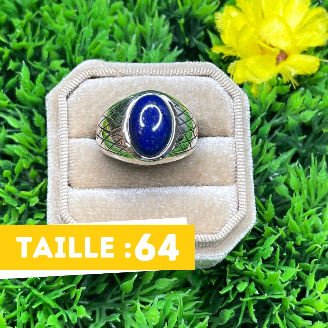 Chevalière Argent Lapis Lazuli Arlequin #3