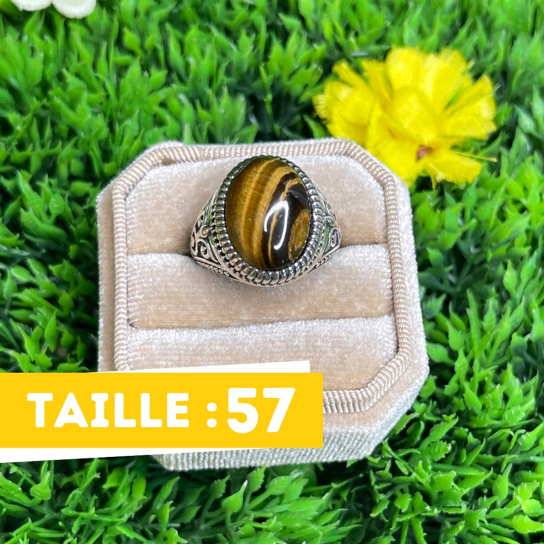 Chevalière Argent Oeil de Tigre Celte #1