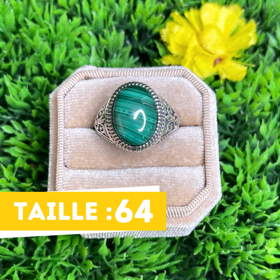 Chevalière Argent Malachite Celte #4