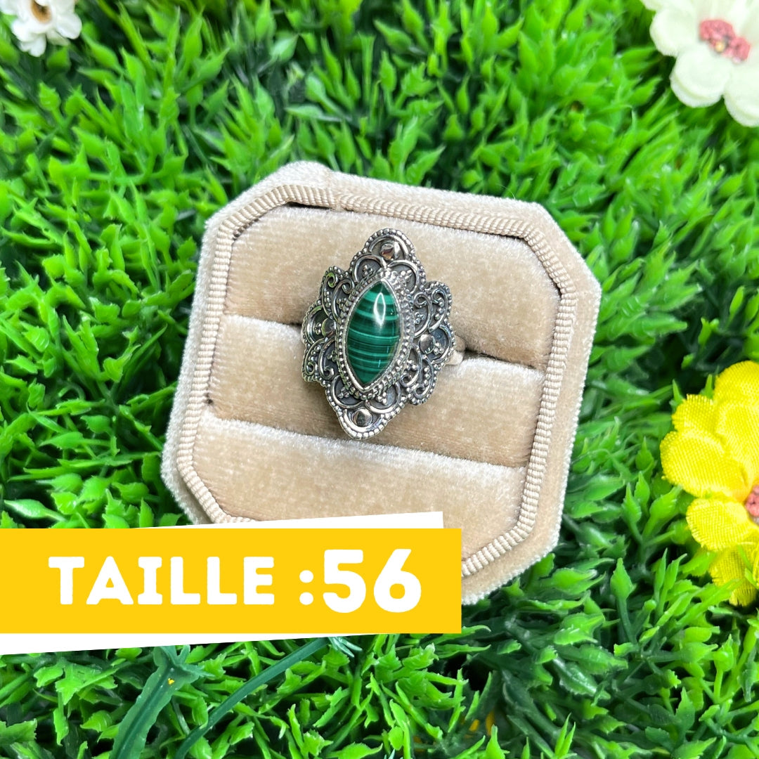 Bague Argent Malachite #7