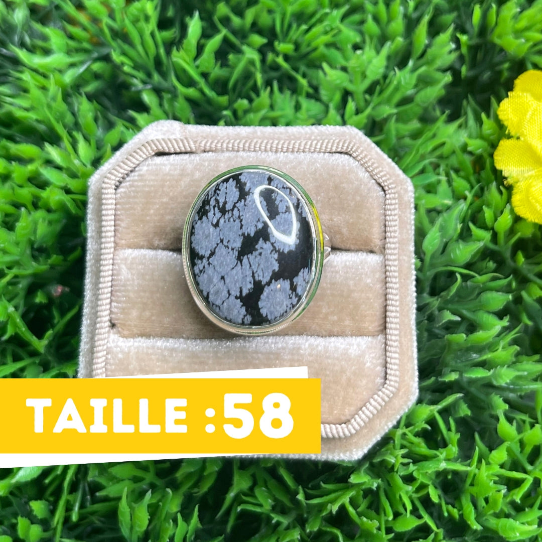 Bague Obsidienne Flocon de Neige #11