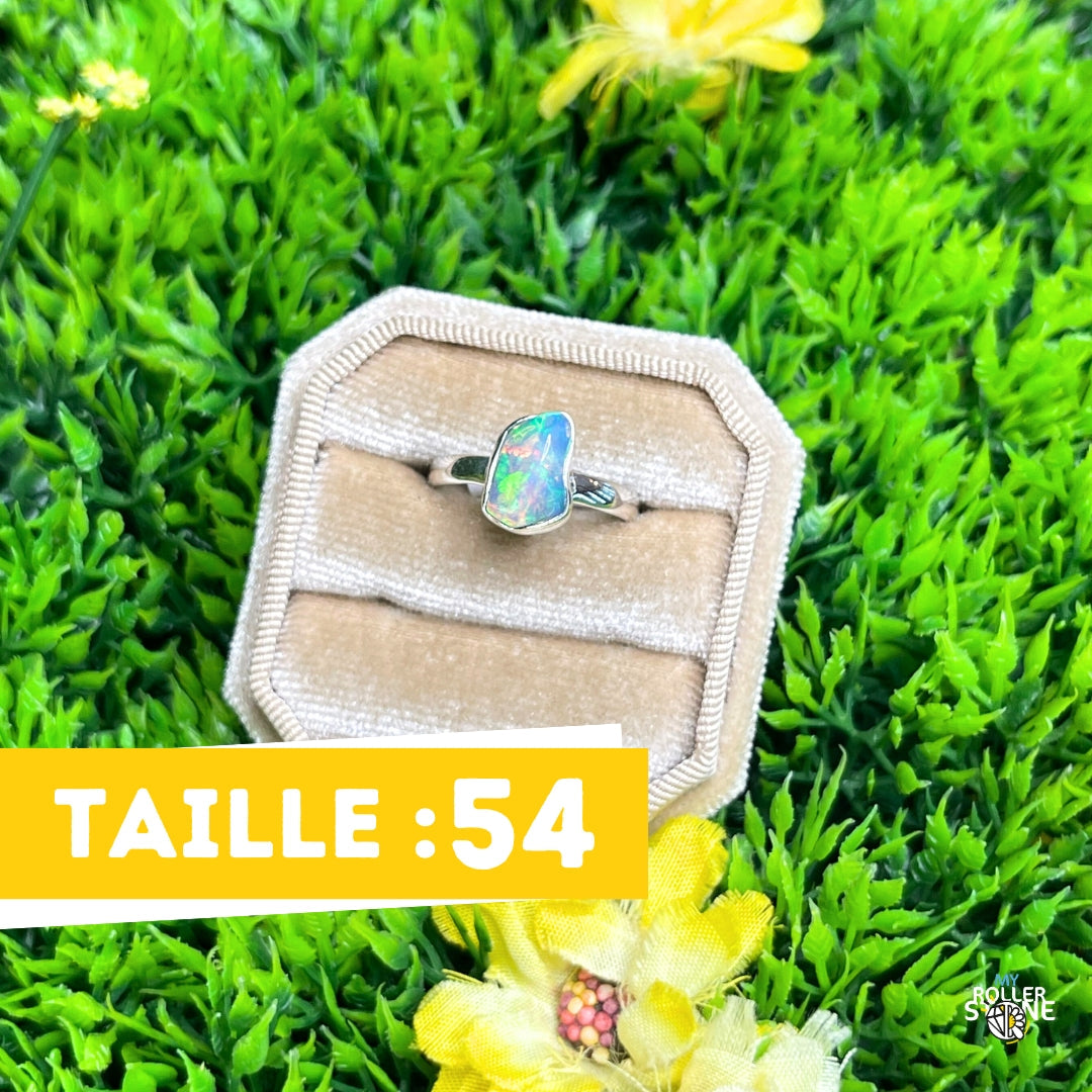 Bague Argent Opale Ethiopienne (Taille 54)