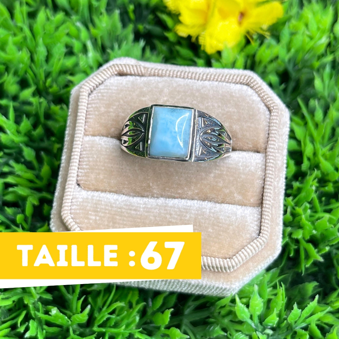 Chevalière Argent Larimar Flèche #6