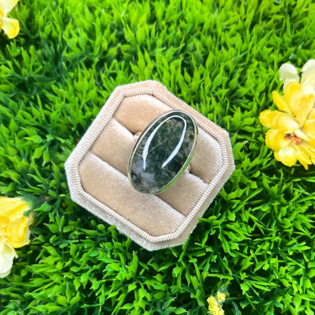 Bague Argent Agate Mousse #21