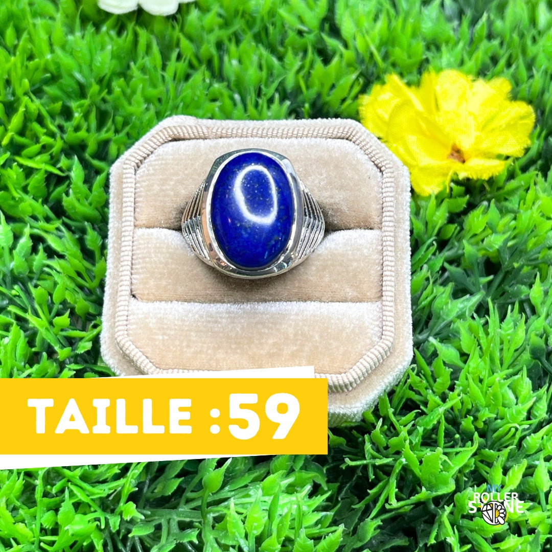 Chevalière Argent Lapis Lazuli Bataille #3