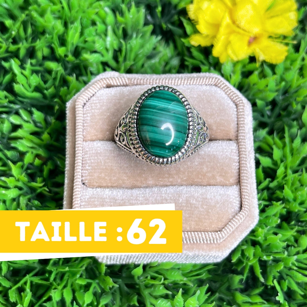 Chevalière Argent Malachite Celte #2