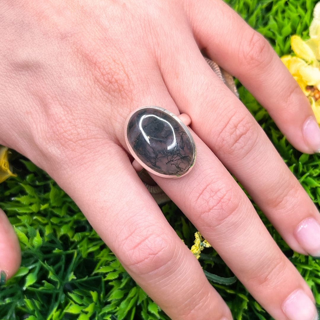 Bague Argent Agate Mousse #9