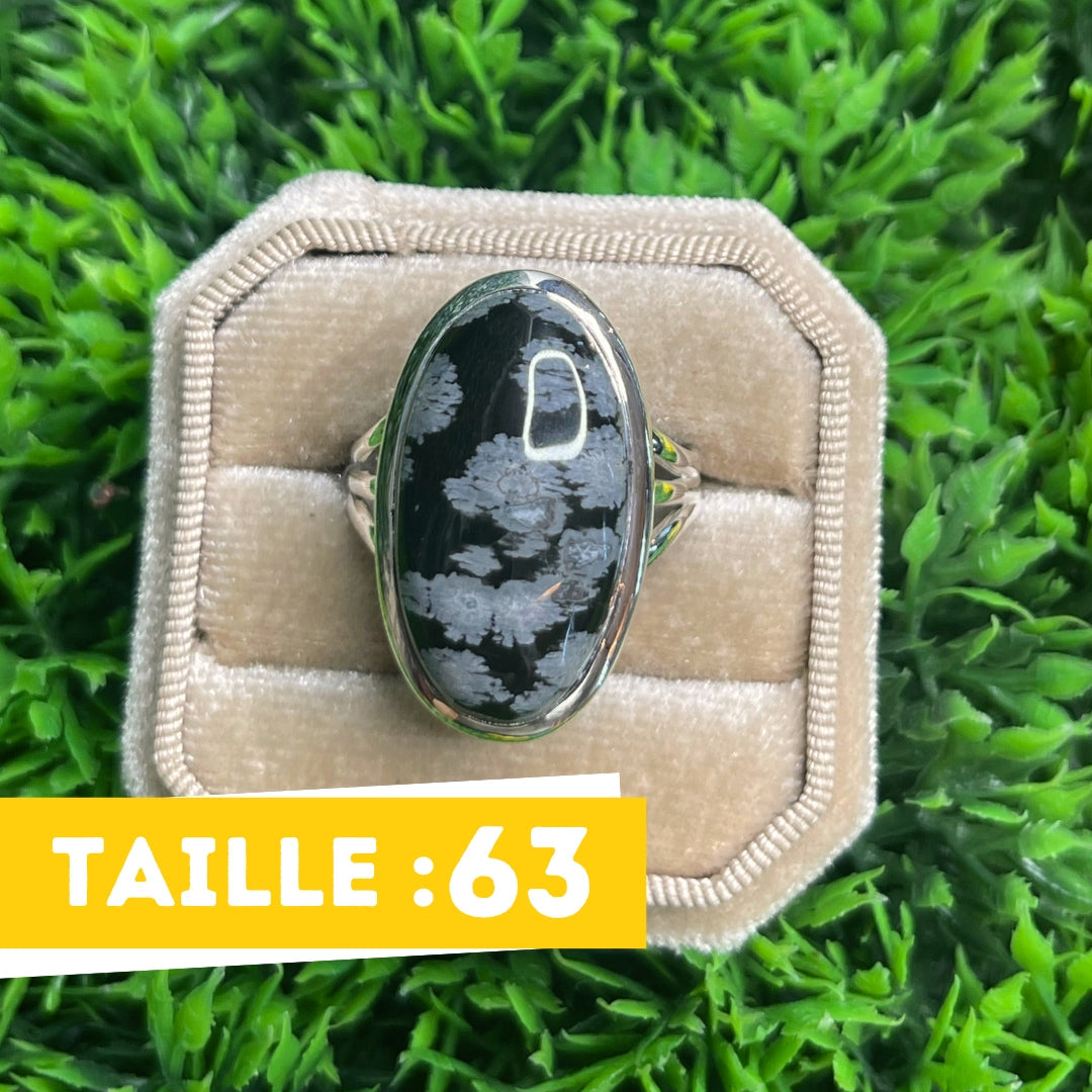 Bague Obsidienne Flocon de Neige #7