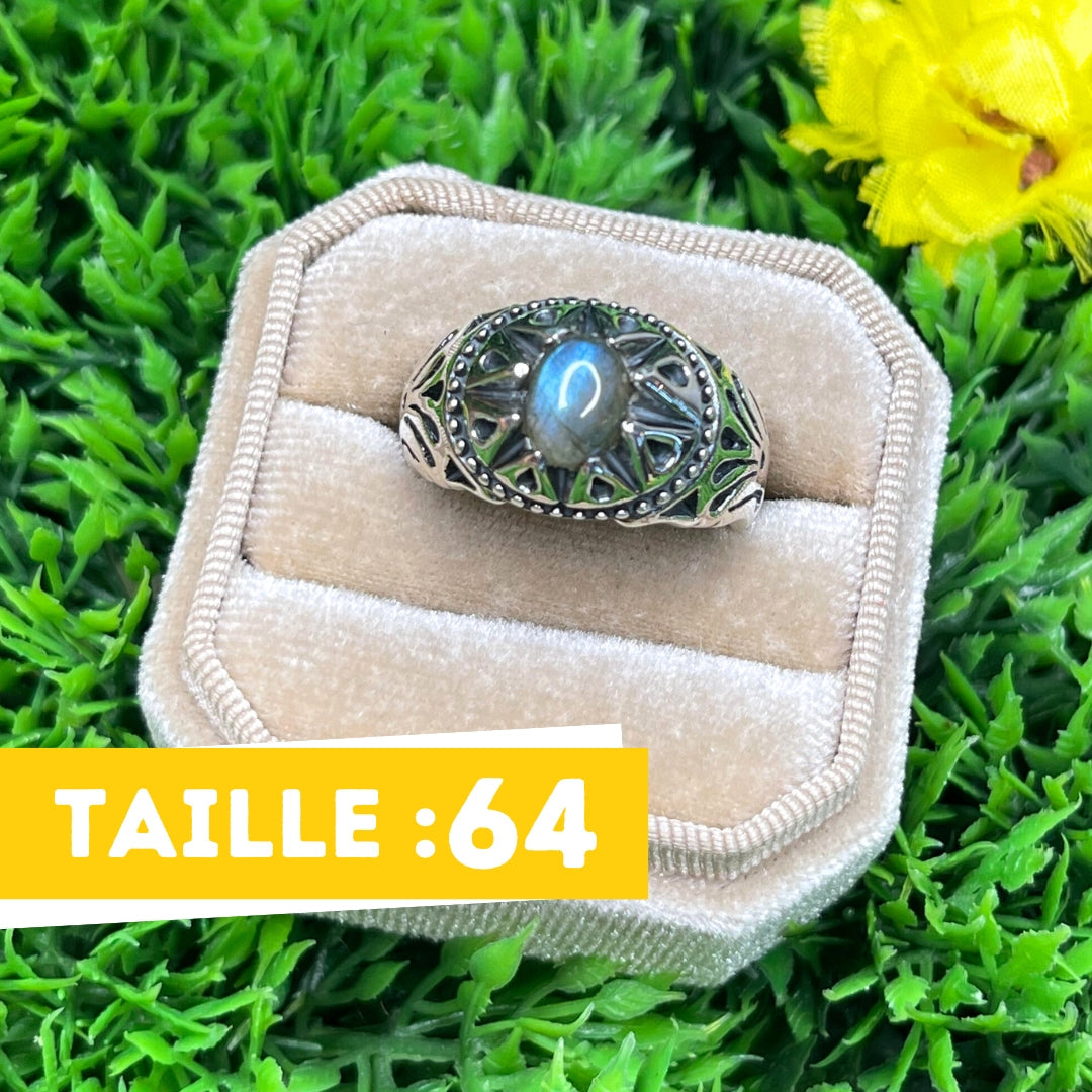 Chevalière Argent Labradorite Étoile #2