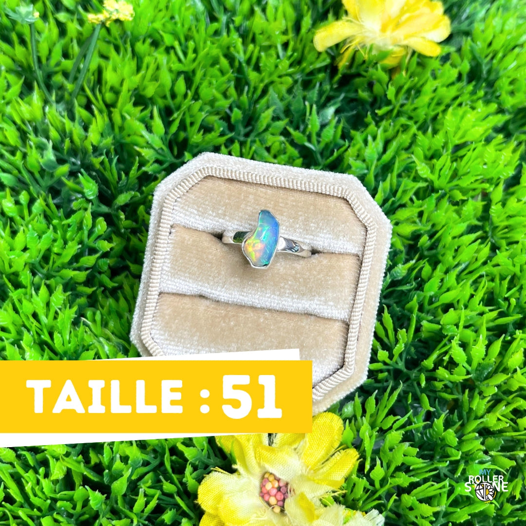 Bague Argent Opale Ethiopienne (Taille 51)