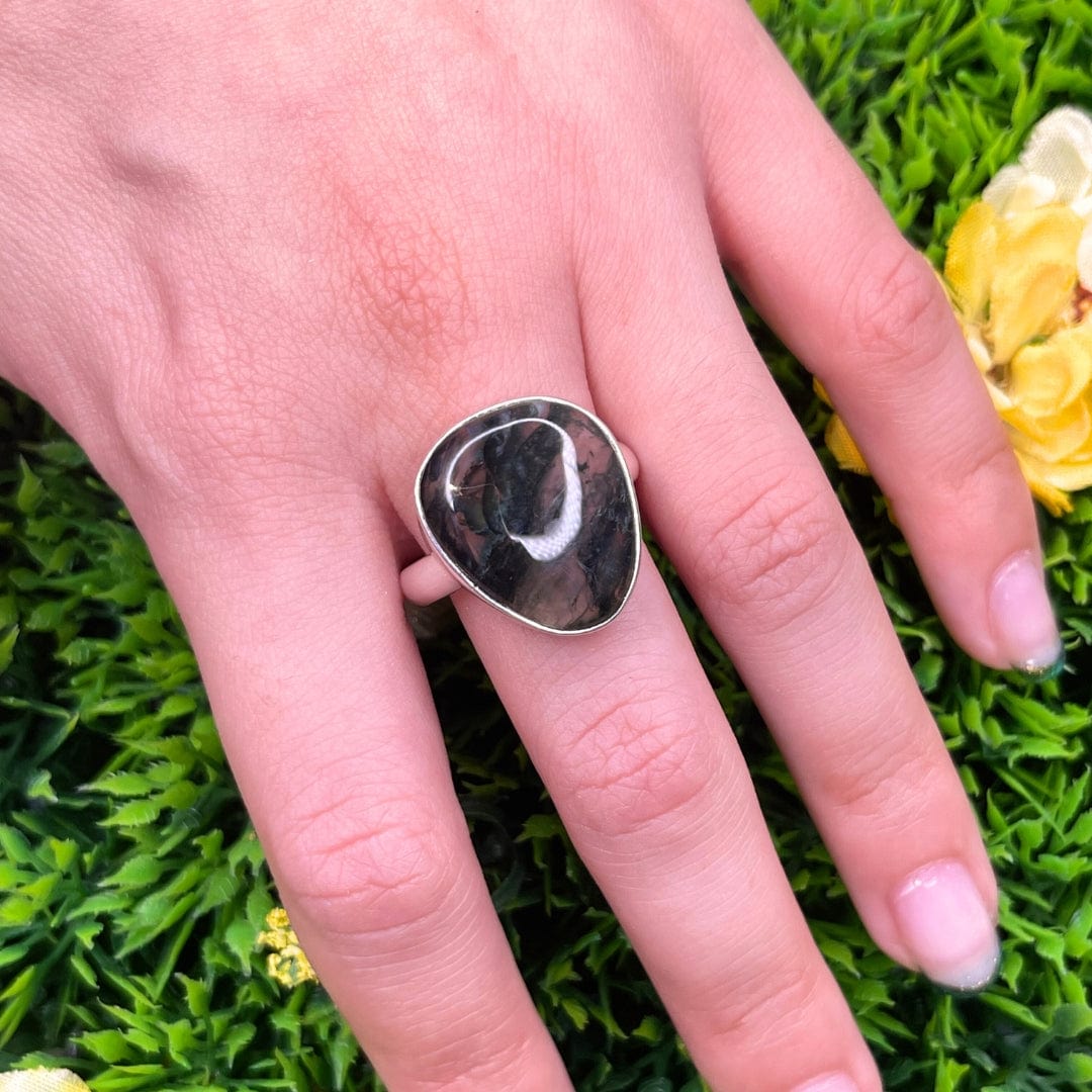 Bague Argent Agate Mousse #6