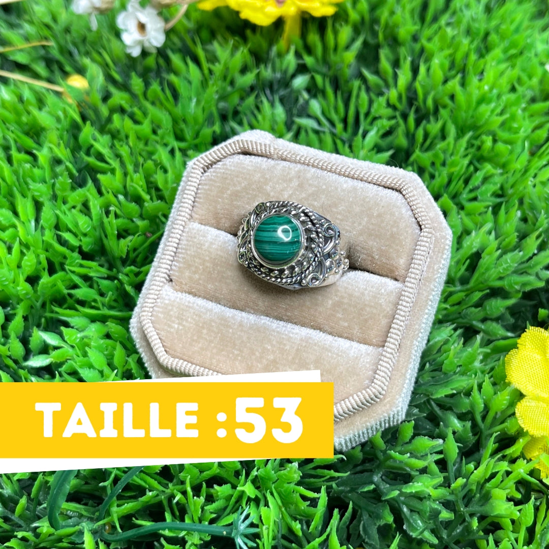 Bague Argent Malachite #8