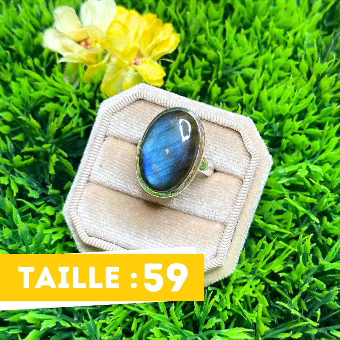 Bague Argent Labradorite Bluefire #55