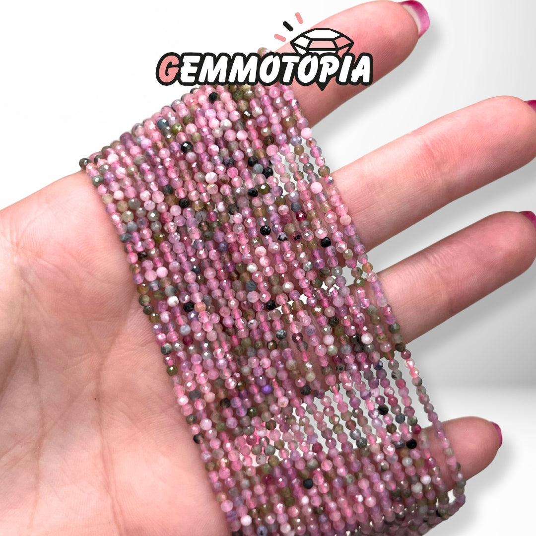 Perle Facettée Tourmaline Multicolore 3A
