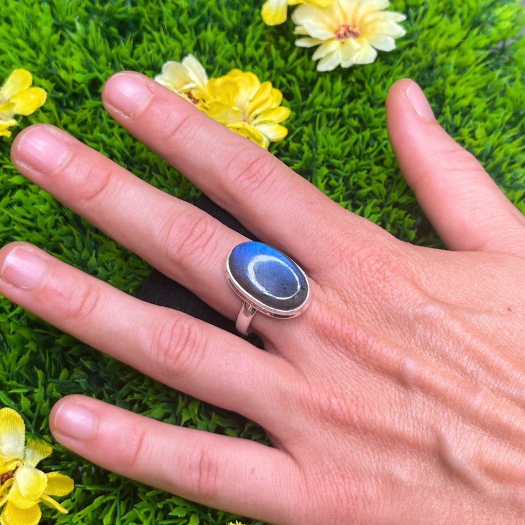 Bague Argent Labradorite Bluefire #15