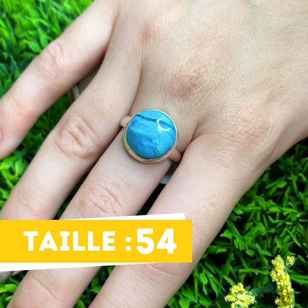 Bague Opale Bleue du Pérou #49