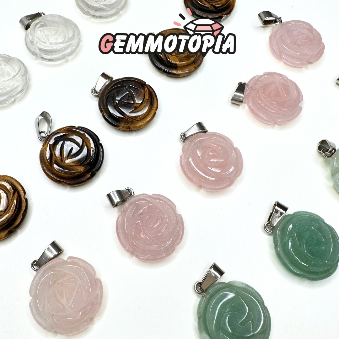 Pendentif Rose Aventurine Oeil de Tigre Quartz Rose