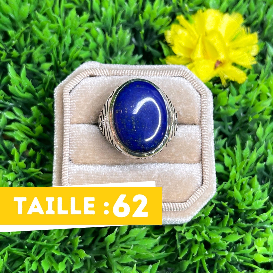 Chevalière Argent Lapis Lazuli Tribal #1