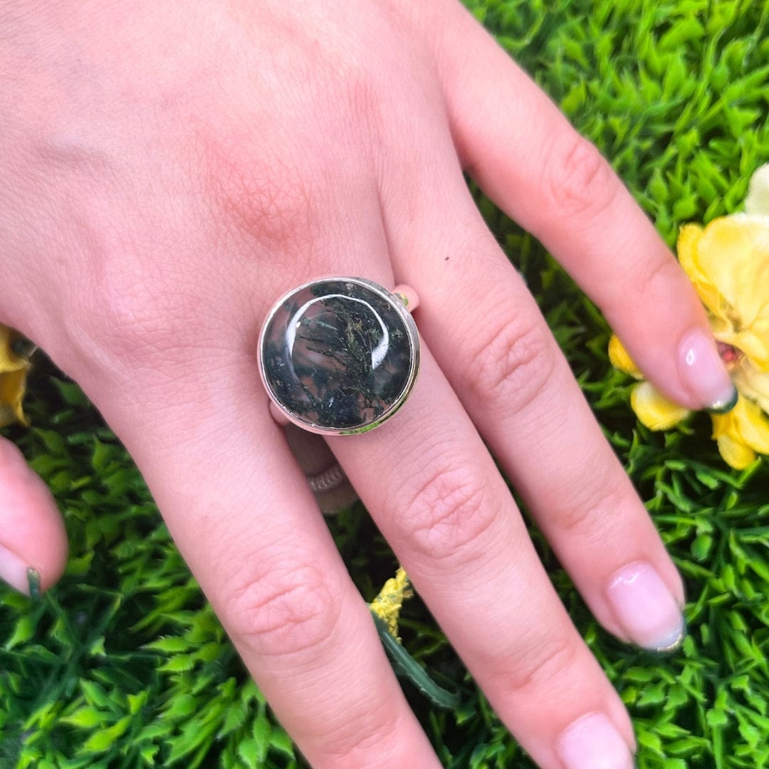 Bague Argent Agate Mousse #25