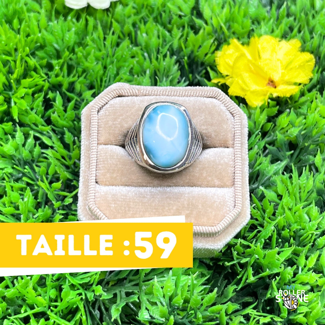 Chevalière Argent Larimar Bataille #1