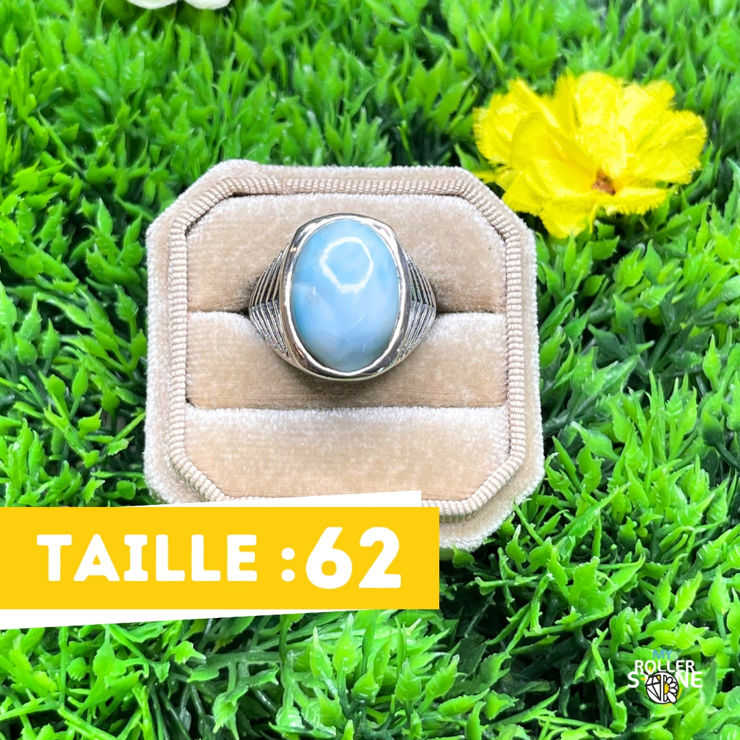 Chevalière Argent Larimar Bataille #2