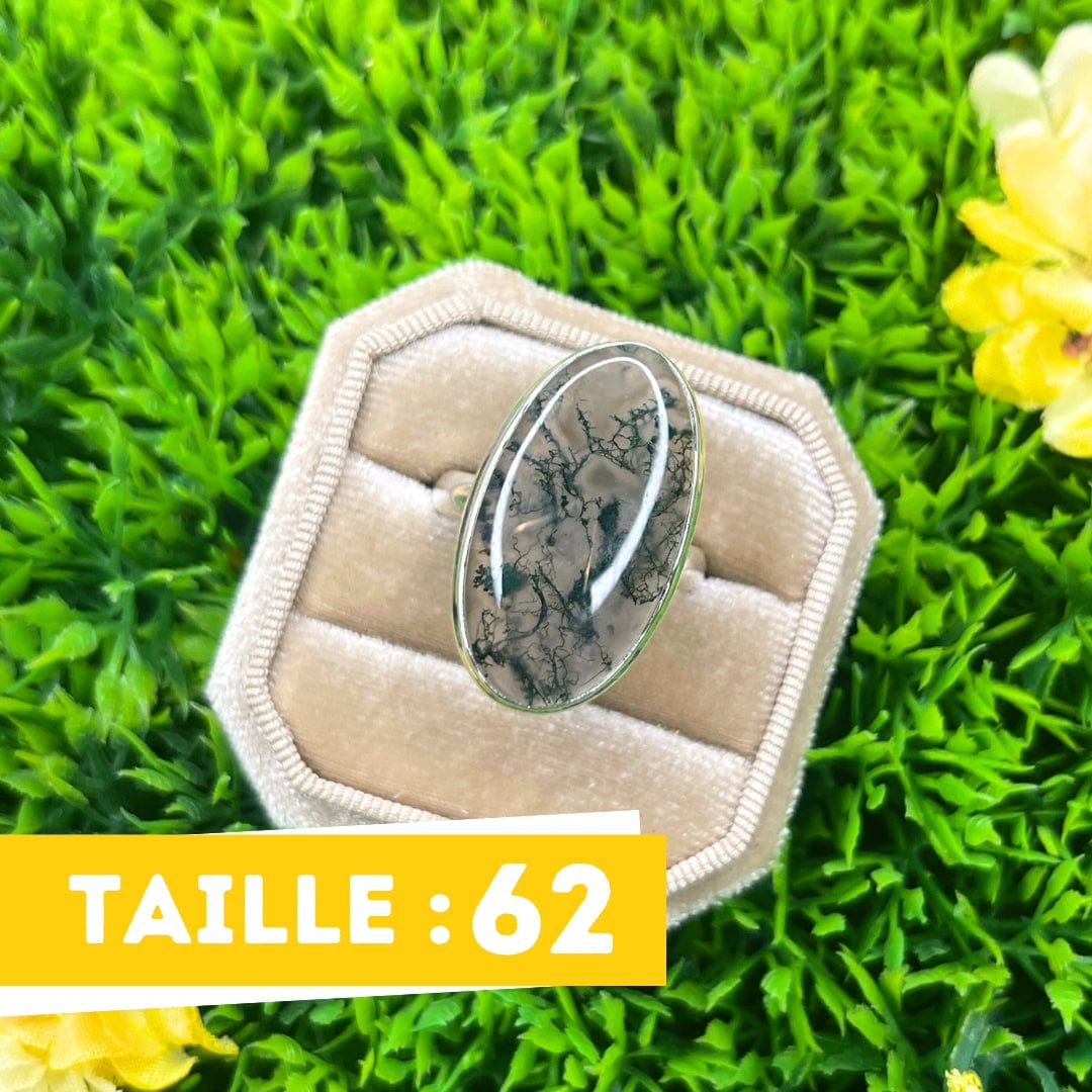 Bague Argent Agate Mousse #24