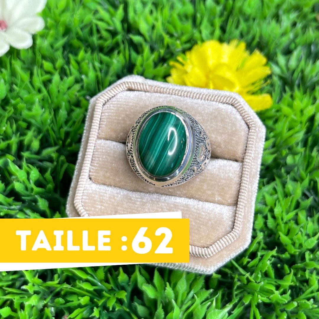 Chevalière Argent Malachite Astral #2