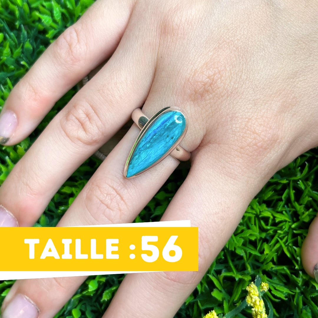 Bague Opale Bleue du Pérou #32