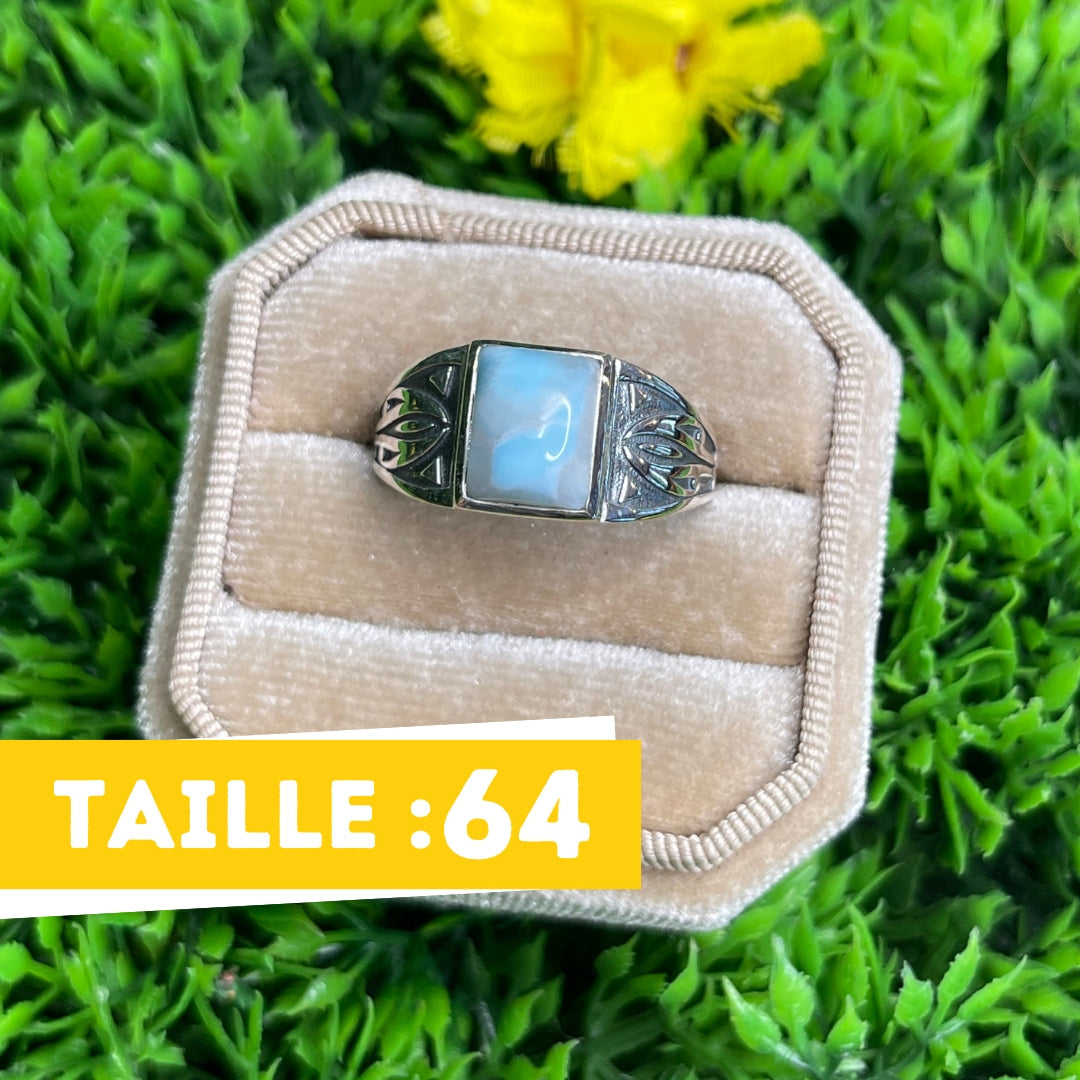 Chevalière Argent Larimar Flèche #7