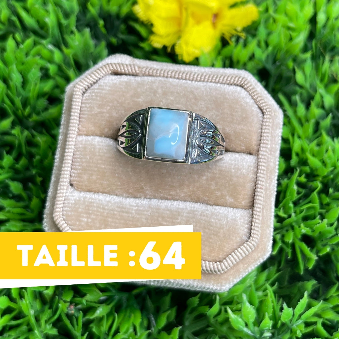 Chevalière Argent Larimar Flèche #7