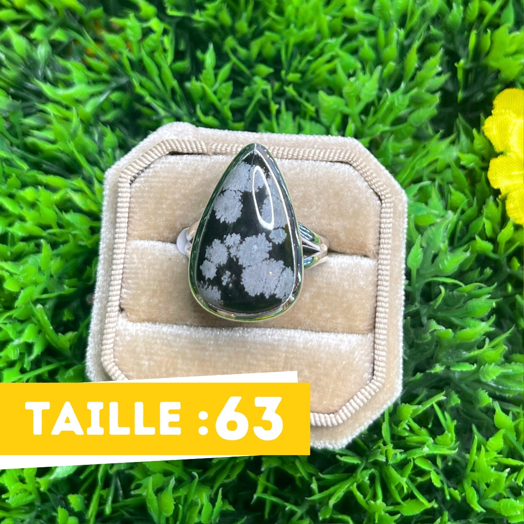 Bague Obsidienne Flocon de Neige #12