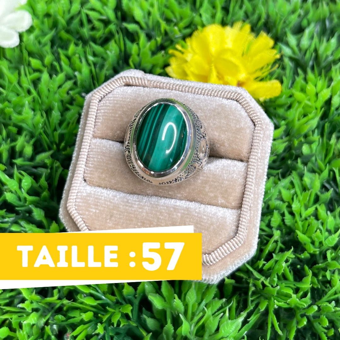 Chevalière Argent Malachite Astral #1