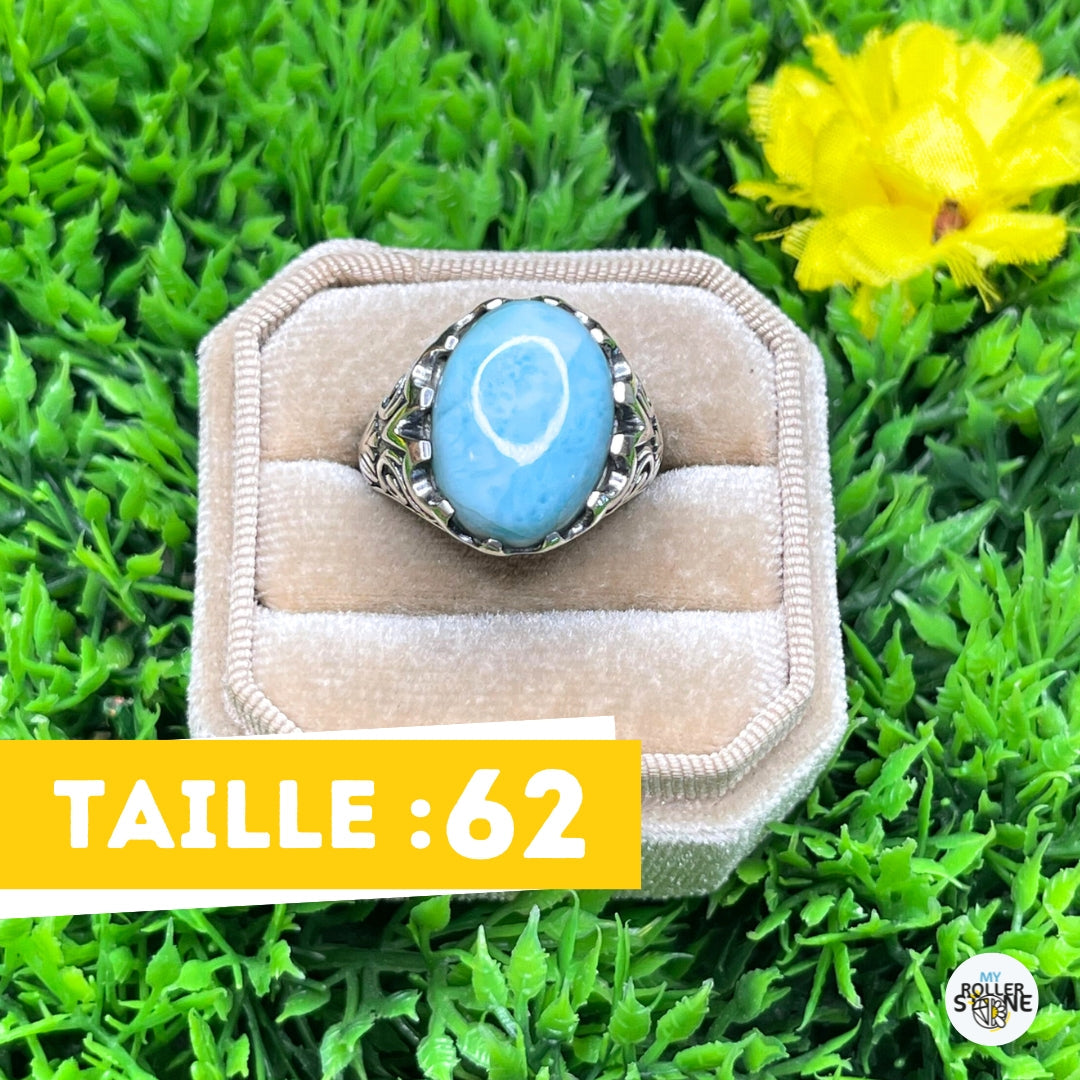 Chevalière Argent Larimar Paon #3