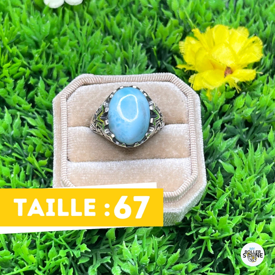 Chevalière Argent Larimar Paon #2