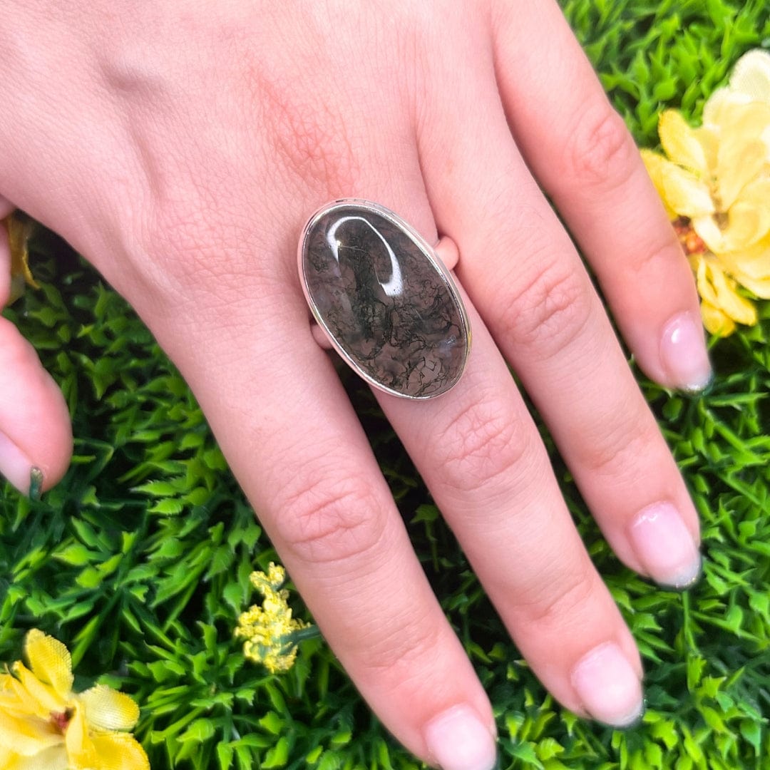 Bague Argent Agate Mousse #34