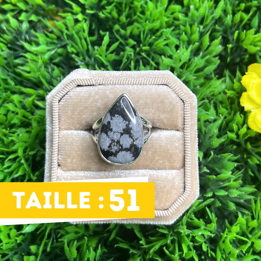 Bague Obsidienne Flocon de Neige #9