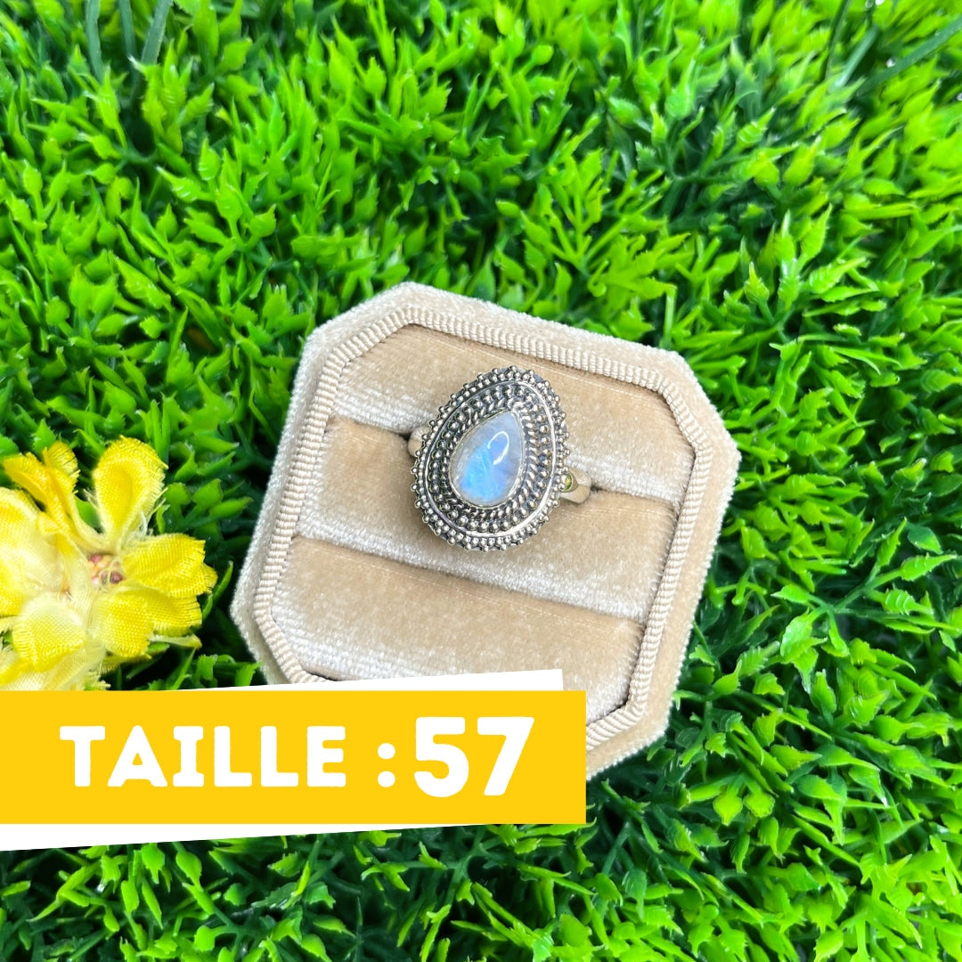 Bague Pierre de Lune Blue Fire #114