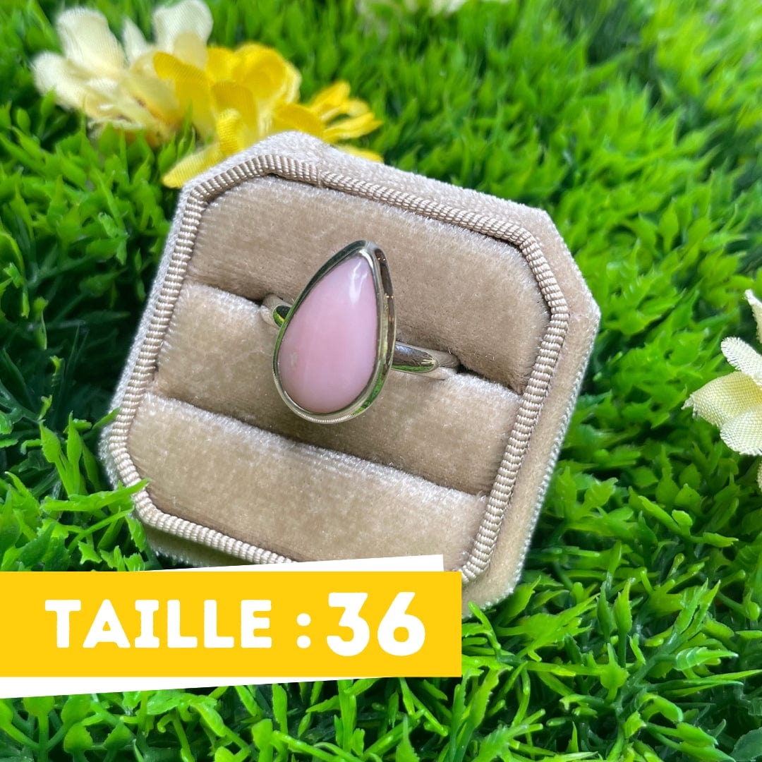 Bague Argent Opale Rose #36