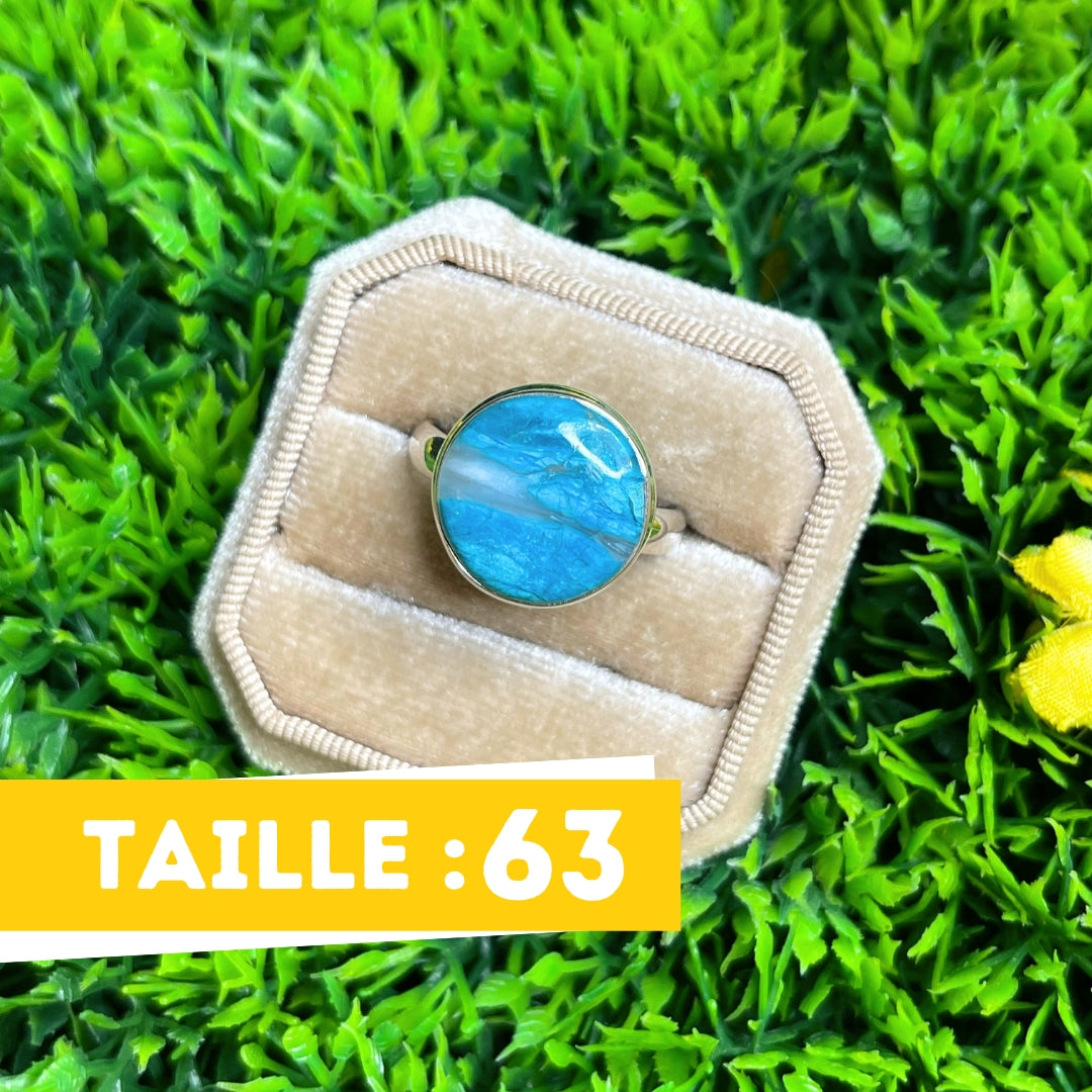 Bague Opale Bleue du Pérou #22