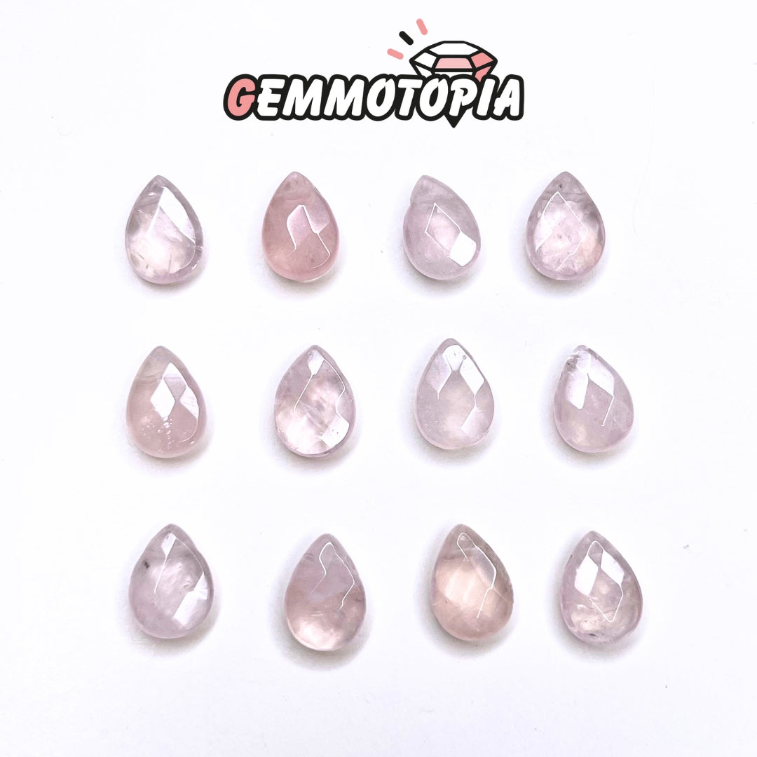 Perle Goutte Facettée Quartz Rose