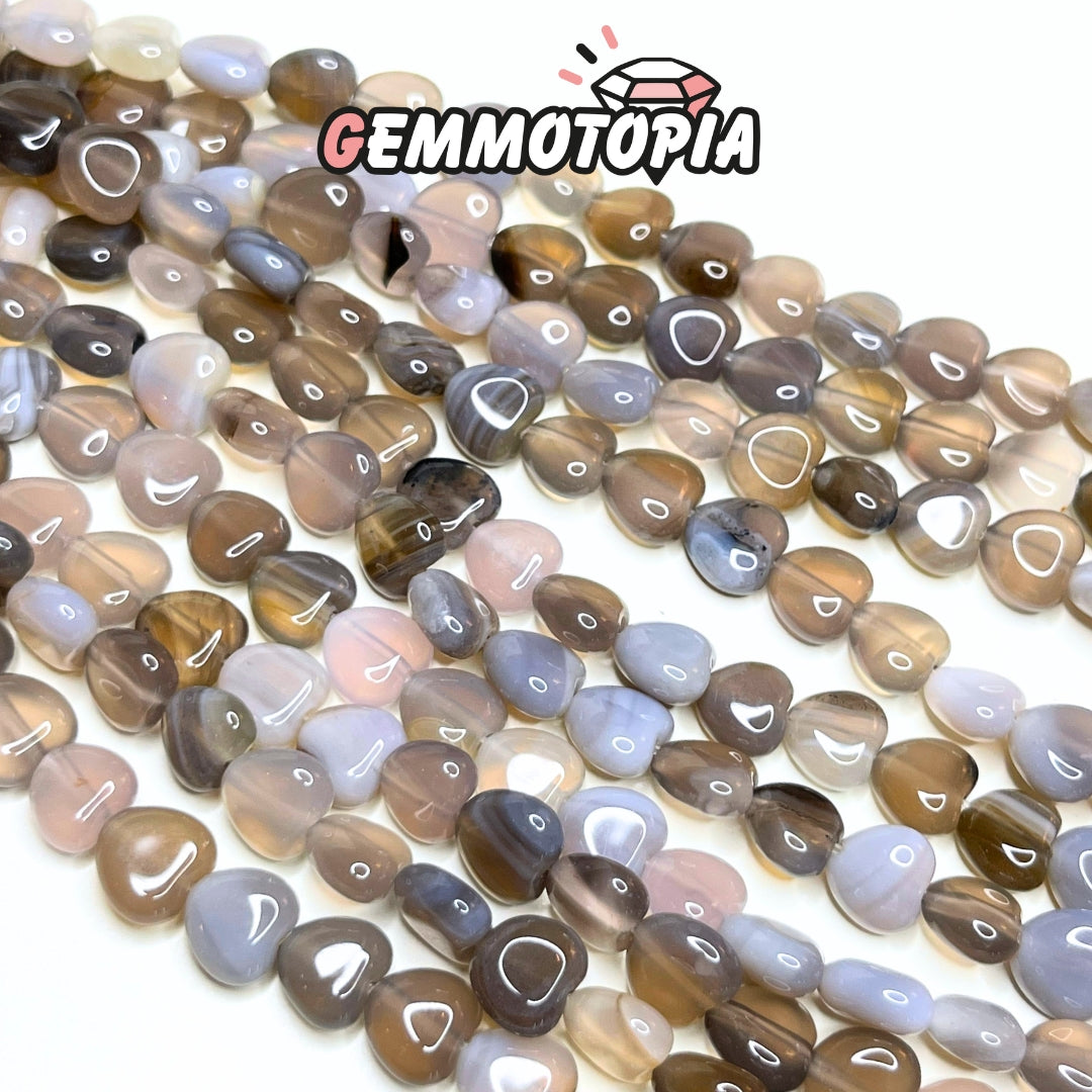 Perle Coeur Agate Grise