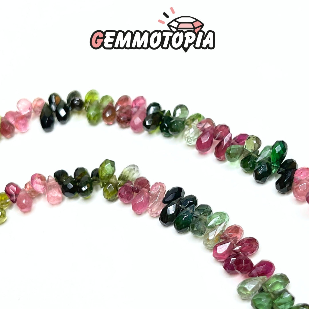 Perle Goutte Facettée Tourmaline Multicolore 3A