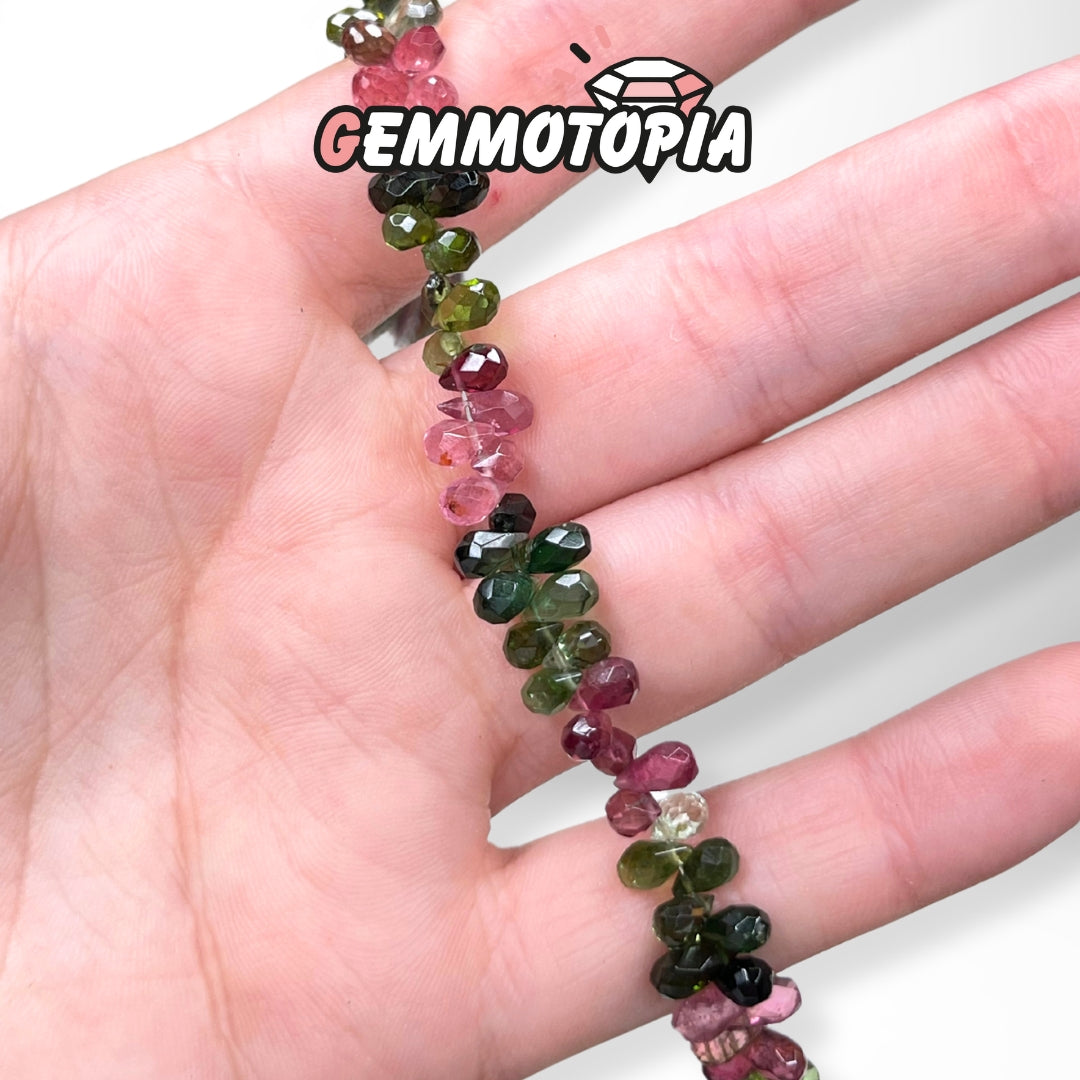 Perle Goutte Facettée Tourmaline Multicolore 