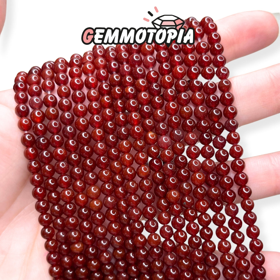 Perle Cornaline Rouge 7A 4 MM