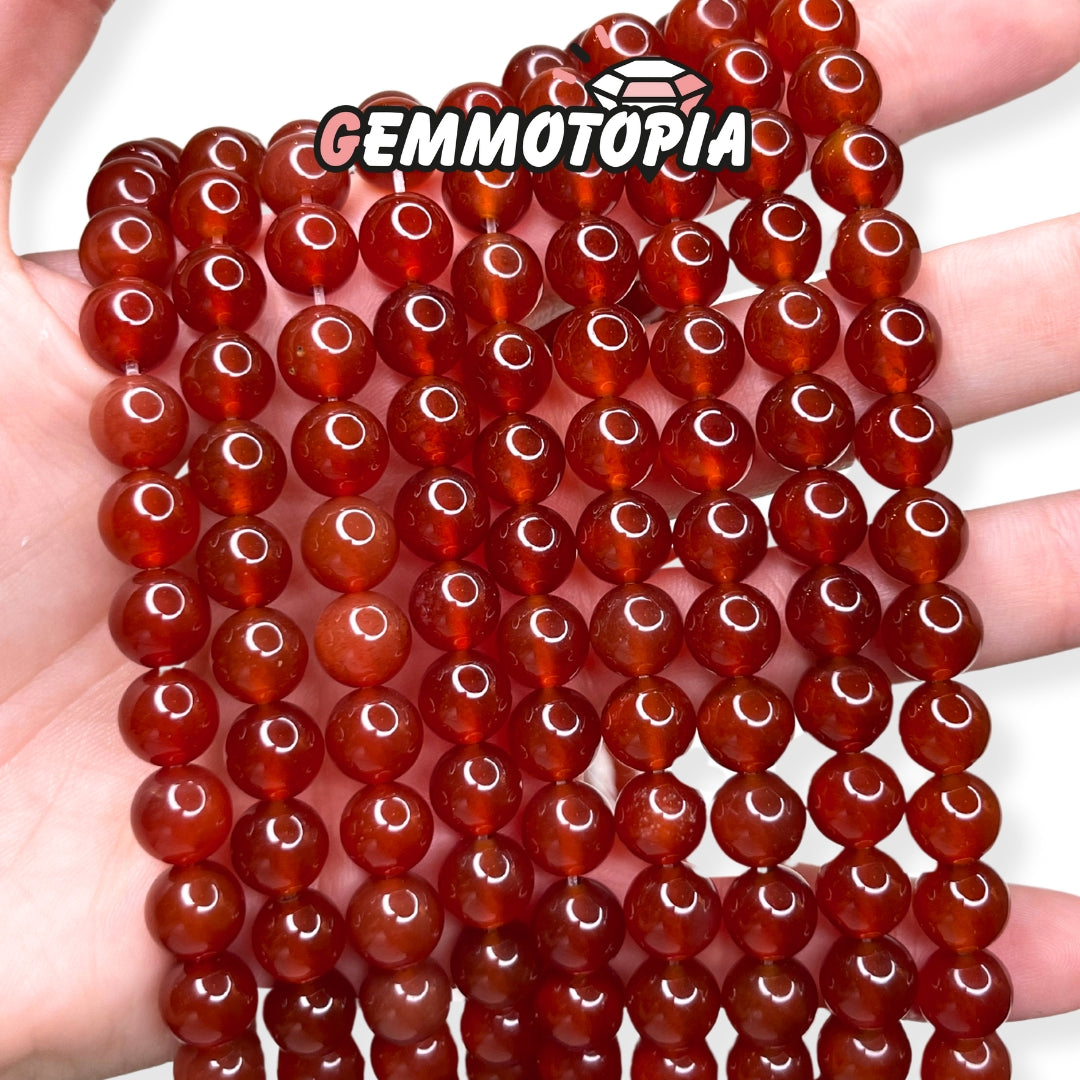 Perle Cornaline Rouge 7A 8 MM