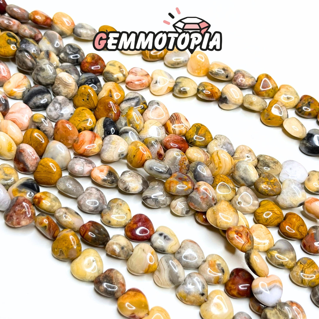 Perle Coeur Agate Dentelle